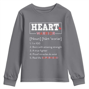 Heart Warrior Definition Youth Sweatshirt Congenital Heart Disease CHD Awareness TS11 Charcoal Print Your Wear