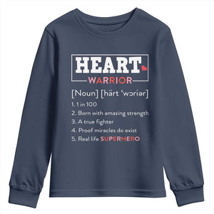 Heart Warrior Definition Youth Sweatshirt Congenital Heart Disease CHD Awareness TS11 Navy Print Your Wear