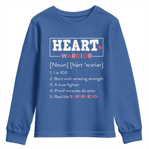 Heart Warrior Definition Youth Sweatshirt Congenital Heart Disease CHD Awareness TS11 Royal Blue Print Your Wear