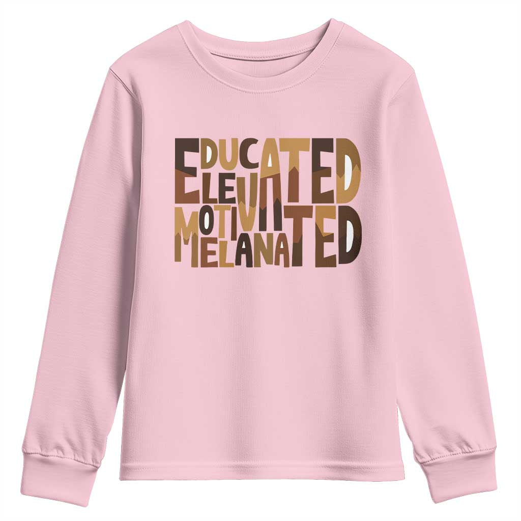 Educated Elevated Motivated Melanated Youth Sweatshirt Proud African American TS11 Light Pink Print Your Wear
