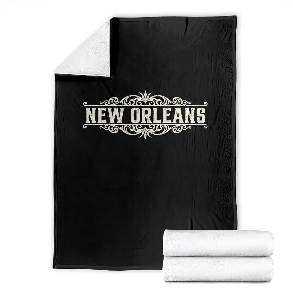 NOLA New Orleans Pride Vintage Scrollwork Throw Blanket TS11 Black Print Your Wear