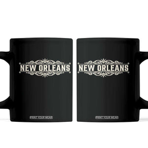 NOLA New Orleans Pride Vintage Scrollwork Coffee Mug TS11 Black Print Your Wear