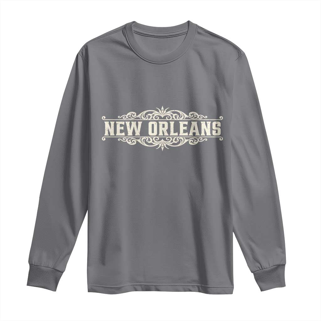 NOLA New Orleans Pride Vintage Scrollwork Long Sleeve Shirt TS11 Charcoal Print Your Wear