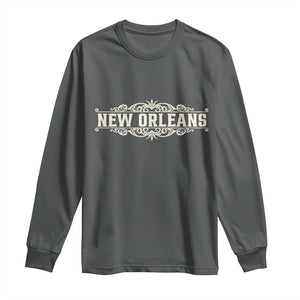 NOLA New Orleans Pride Vintage Scrollwork Long Sleeve Shirt TS11 Dark Heather Print Your Wear