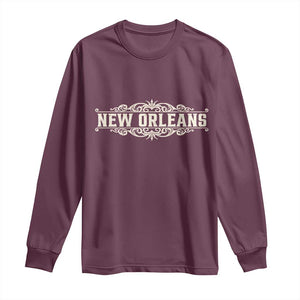 NOLA New Orleans Pride Vintage Scrollwork Long Sleeve Shirt TS11 Maroon Print Your Wear