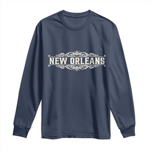NOLA New Orleans Pride Vintage Scrollwork Long Sleeve Shirt TS11 Navy Print Your Wear
