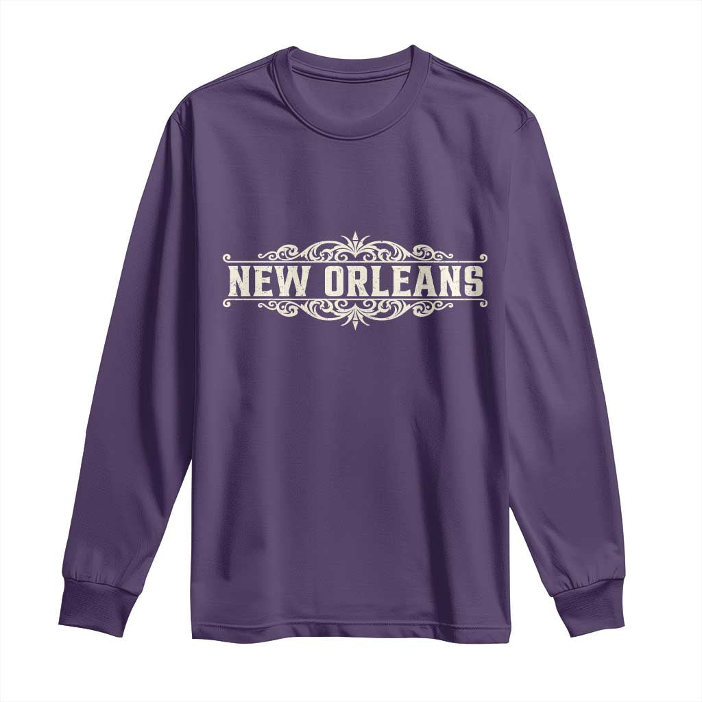 NOLA New Orleans Pride Vintage Scrollwork Long Sleeve Shirt TS11 Purple Print Your Wear