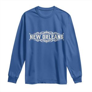 NOLA New Orleans Pride Vintage Scrollwork Long Sleeve Shirt TS11 Royal Blue Print Your Wear