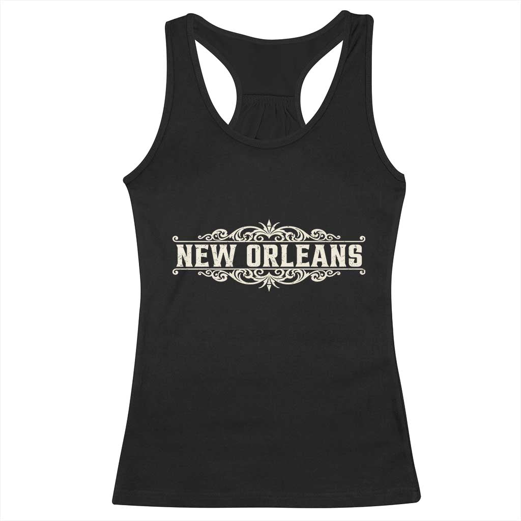 NOLA New Orleans Pride Vintage Scrollwork Racerback Tank Top TS11 Black Print Your Wear