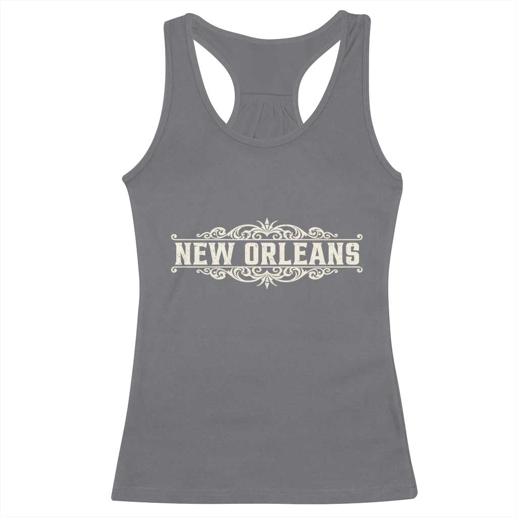NOLA New Orleans Pride Vintage Scrollwork Racerback Tank Top TS11 Charcoal Print Your Wear