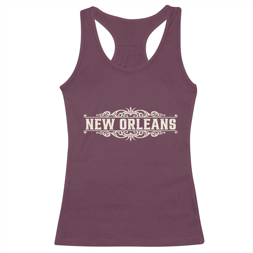 NOLA New Orleans Pride Vintage Scrollwork Racerback Tank Top TS11 Maroon Print Your Wear
