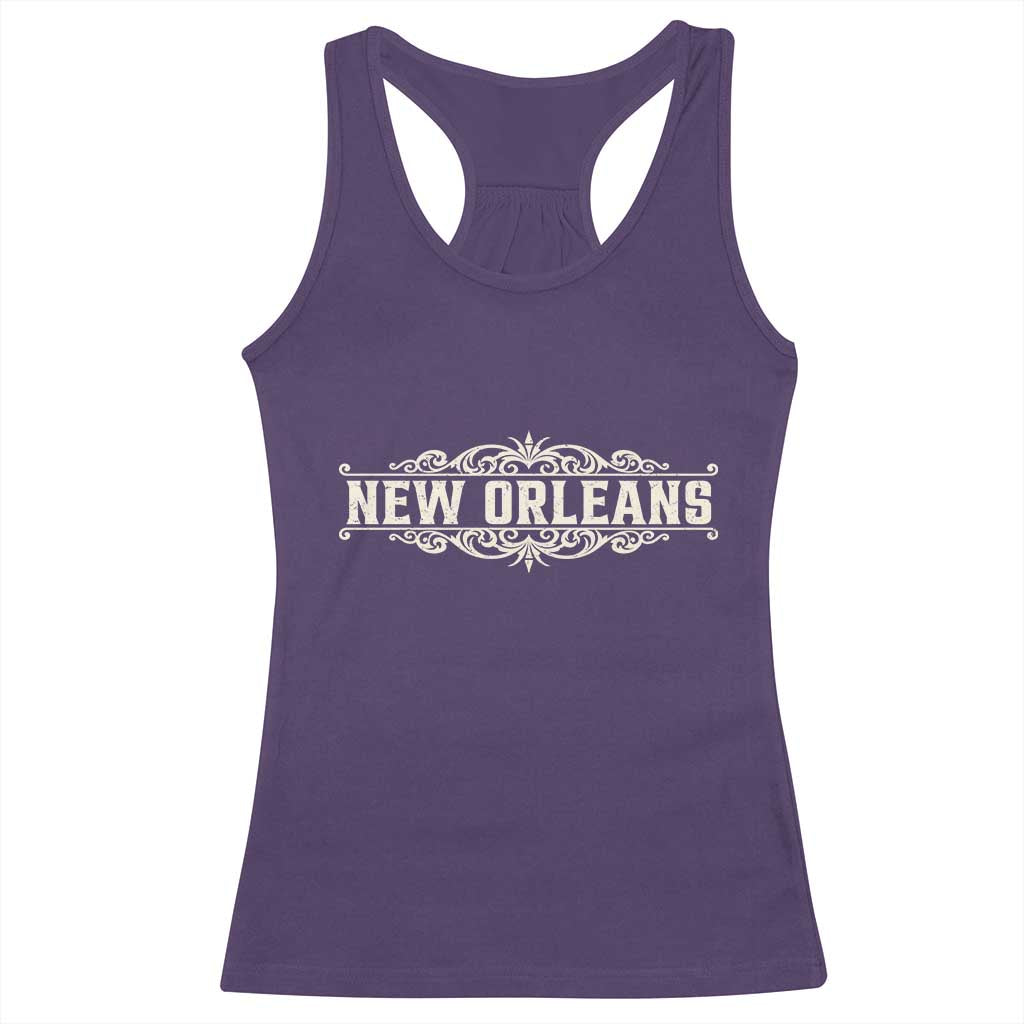 NOLA New Orleans Pride Vintage Scrollwork Racerback Tank Top TS11 Purple Print Your Wear