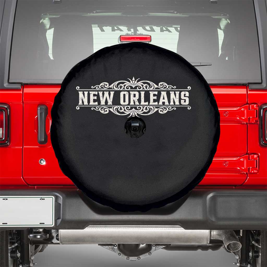 NOLA New Orleans Pride Vintage Scrollwork Spare Tire Cover TS11 Black Print Your Wear