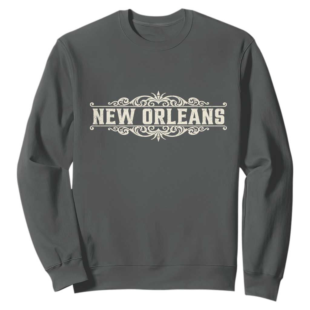 NOLA New Orleans Pride Vintage Scrollwork Sweatshirt TS11 Dark Heather Print Your Wear
