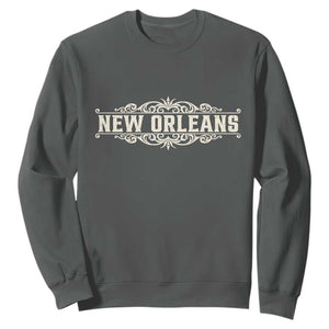 NOLA New Orleans Pride Vintage Scrollwork Sweatshirt TS11 Dark Heather Print Your Wear