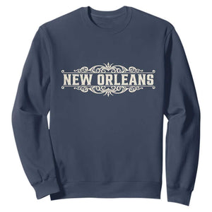 NOLA New Orleans Pride Vintage Scrollwork Sweatshirt TS11 Navy Print Your Wear