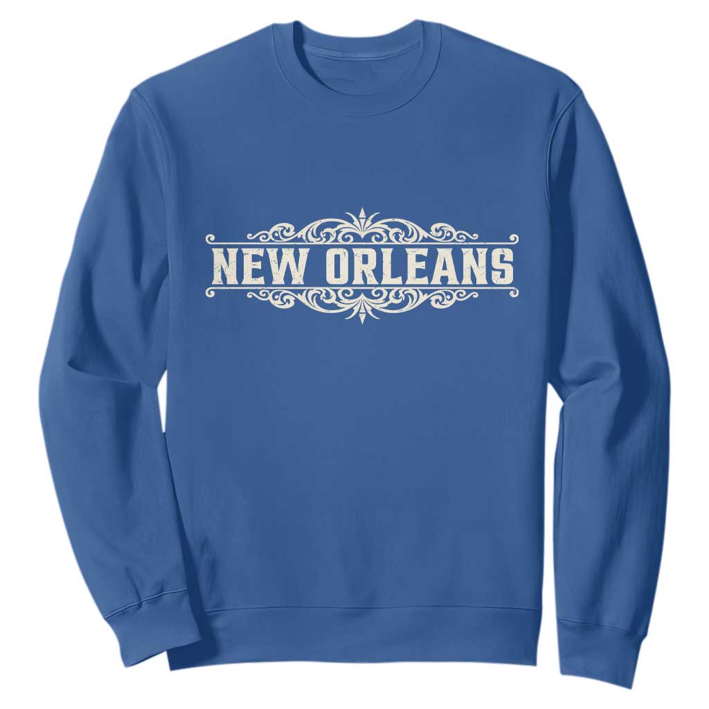 NOLA New Orleans Pride Vintage Scrollwork Sweatshirt TS11 Royal Blue Print Your Wear