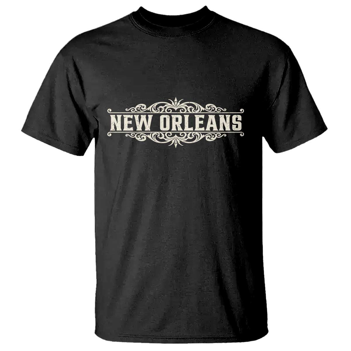 NOLA New Orleans Pride Vintage Scrollwork T Shirt TS11 Black Print Your Wear
