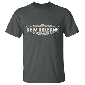 NOLA New Orleans Pride Vintage Scrollwork T Shirt TS11 Dark Heather Print Your Wear