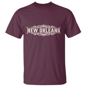 NOLA New Orleans Pride Vintage Scrollwork T Shirt TS11 Maroon Print Your Wear