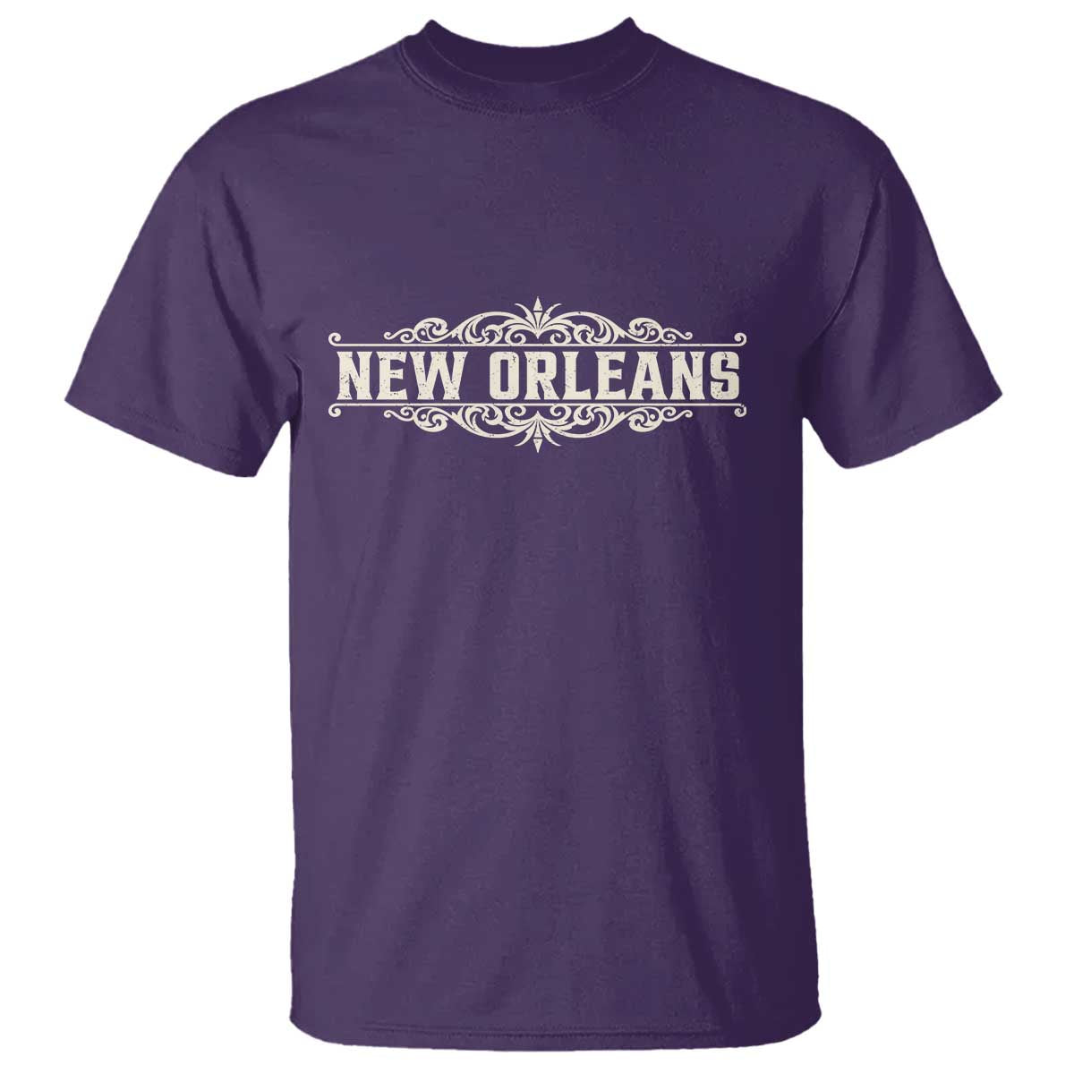 NOLA New Orleans Pride Vintage Scrollwork T Shirt TS11 Purple Print Your Wear