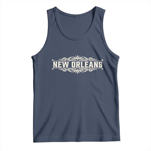 NOLA New Orleans Pride Vintage Scrollwork Tank Top TS11 Navy Print Your Wear