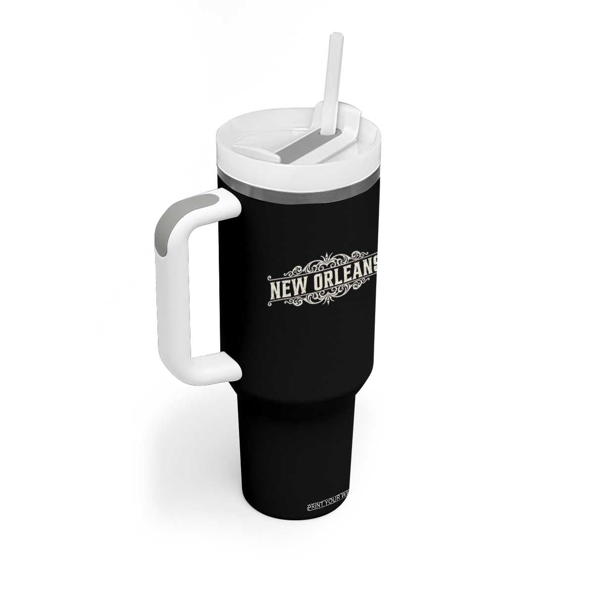 NOLA New Orleans Pride Vintage Scrollwork Tumbler With Handle TS11 Print Your Wear