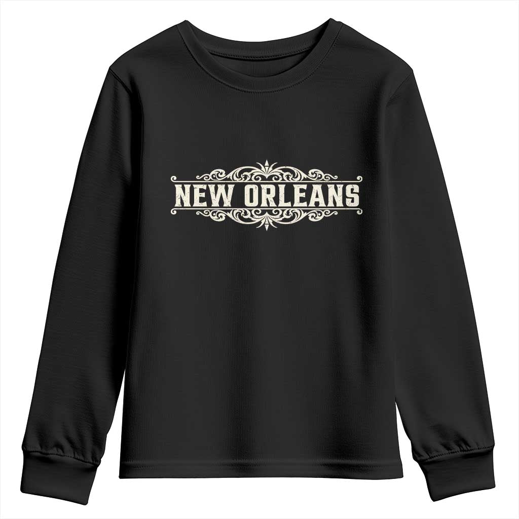 NOLA New Orleans Pride Vintage Scrollwork Youth Sweatshirt TS11 Black Print Your Wear