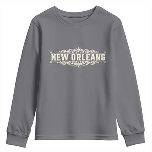 NOLA New Orleans Pride Vintage Scrollwork Youth Sweatshirt TS11 Charcoal Print Your Wear