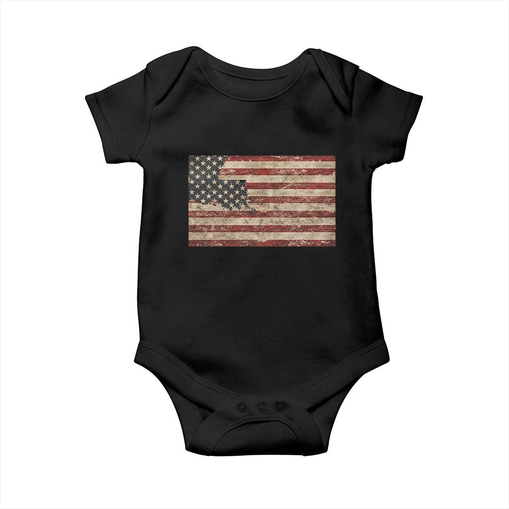 Louisiana Pride Vintage American Flag State Map Baby Onesie TS11 Black Print Your Wear
