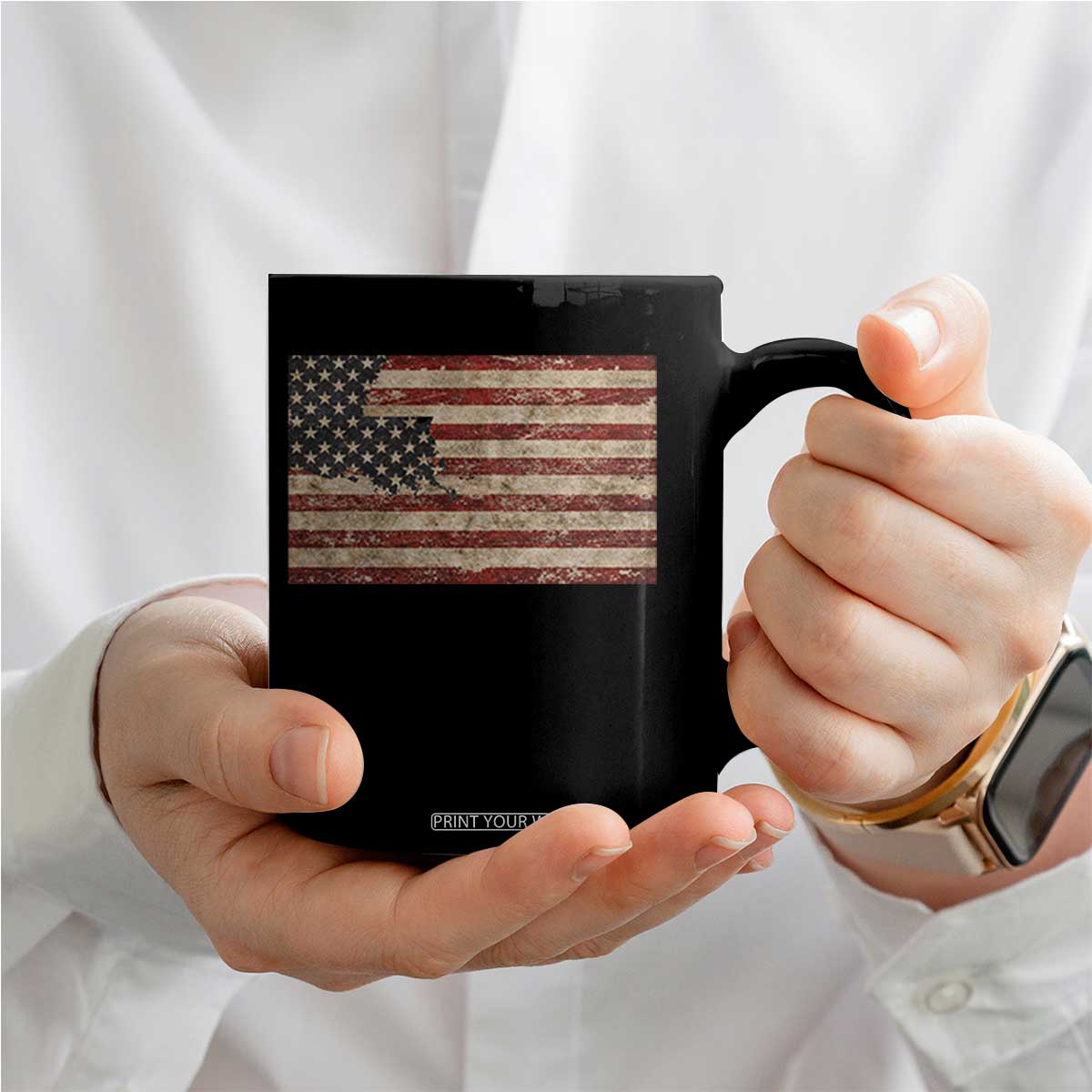 Louisiana Pride Vintage American Flag State Map Coffee Mug TS11 Print Your Wear