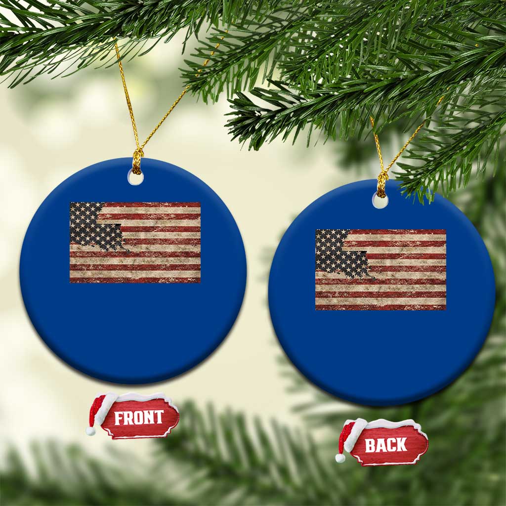 Louisiana Pride Vintage American Flag State Map Ceramic Ornament TS11 1pc Blue Print Your Wear