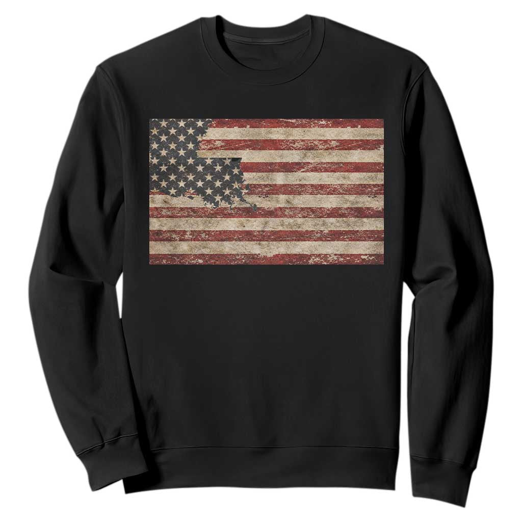 Louisiana Pride Vintage American Flag State Map Sweatshirt TS11 Black Print Your Wear