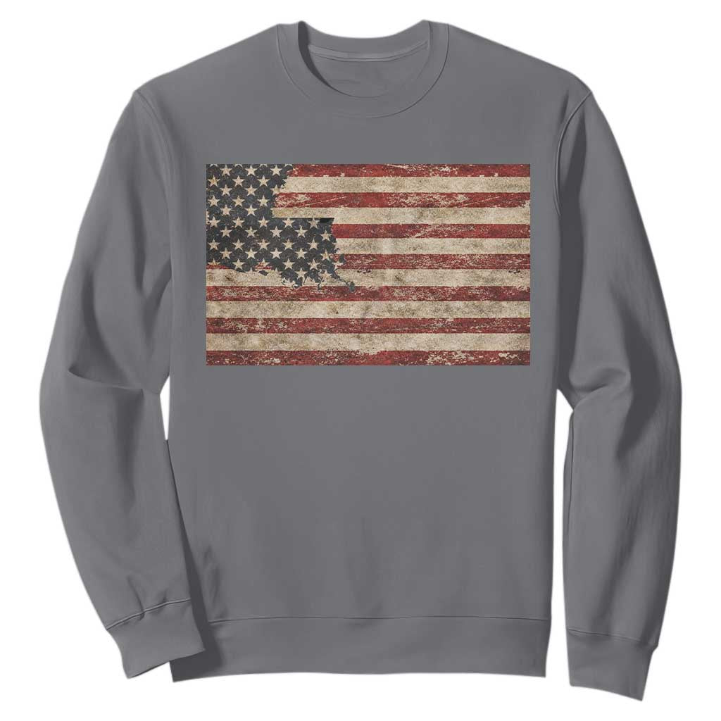 Louisiana Pride Vintage American Flag State Map Sweatshirt TS11 Charcoal Print Your Wear