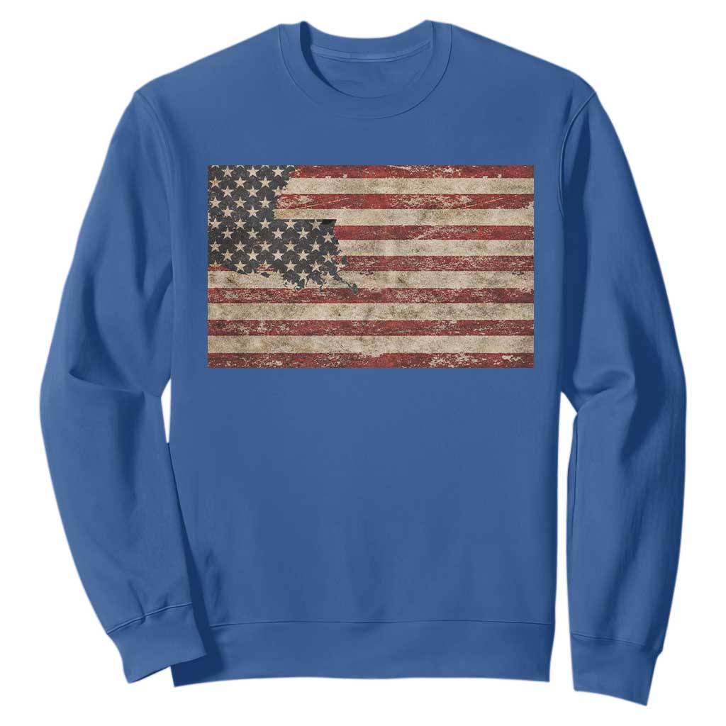 Louisiana Pride Vintage American Flag State Map Sweatshirt TS11 Royal Blue Print Your Wear