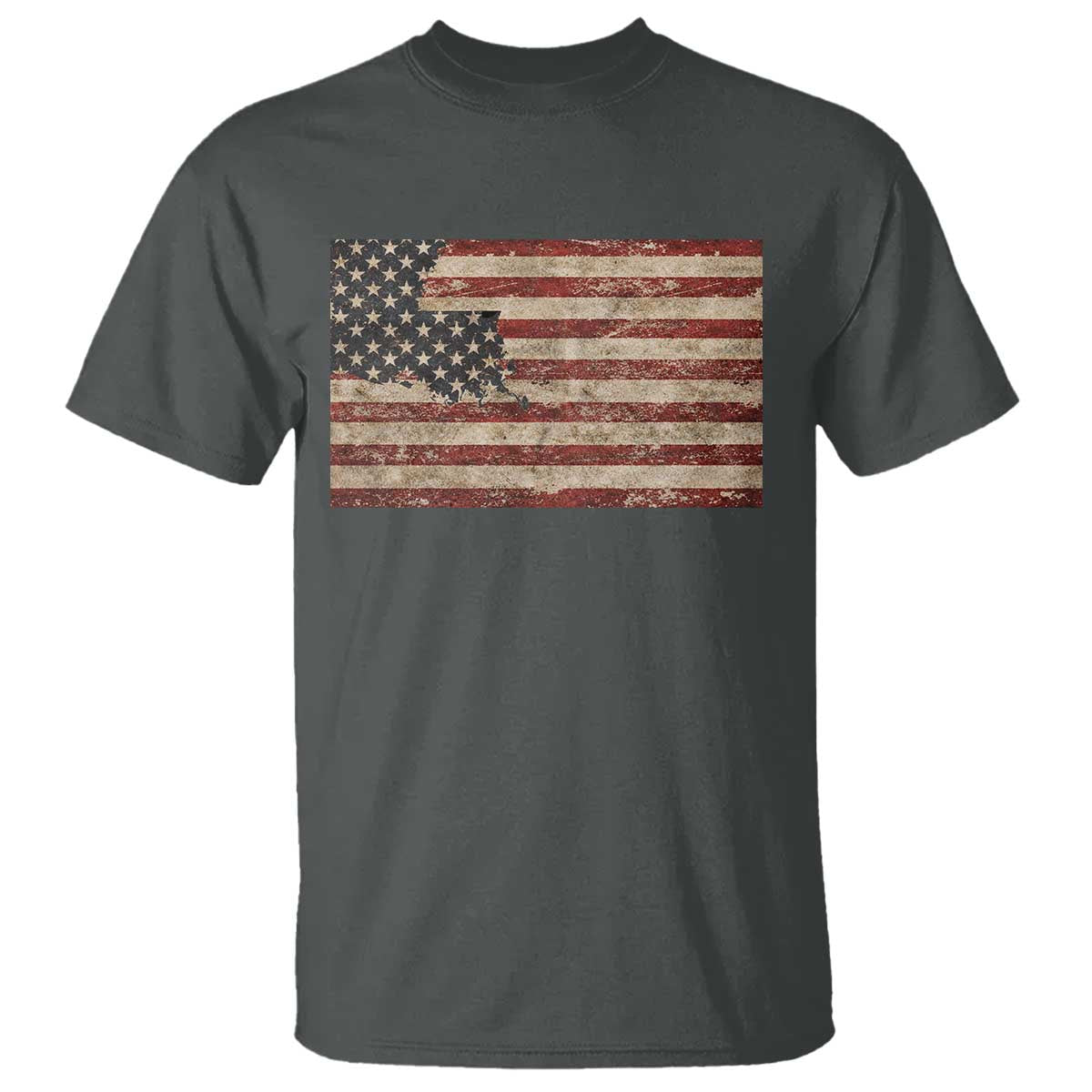 Louisiana Pride Vintage American Flag State Map T Shirt TS11 Dark Heather Print Your Wear