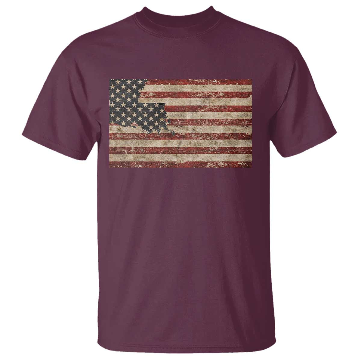 Louisiana Pride Vintage American Flag State Map T Shirt TS11 Maroon Print Your Wear