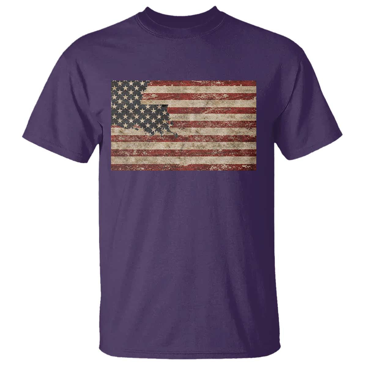 Louisiana Pride Vintage American Flag State Map T Shirt TS11 Purple Print Your Wear