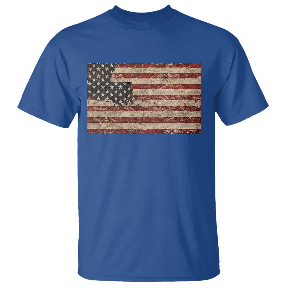 Louisiana Pride Vintage American Flag State Map T Shirt TS11 Royal Blue Print Your Wear