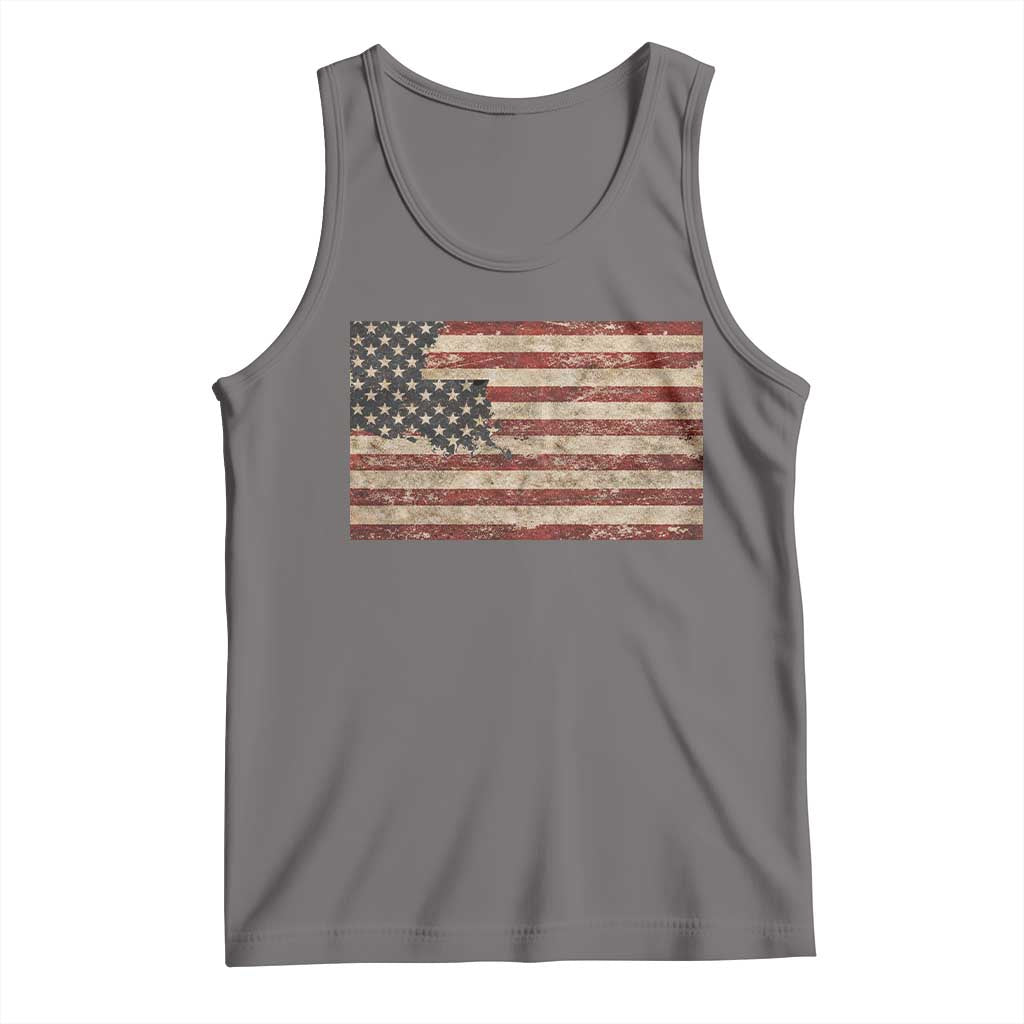 Louisiana Pride Vintage American Flag State Map Tank Top TS11 Deep Heather Print Your Wear