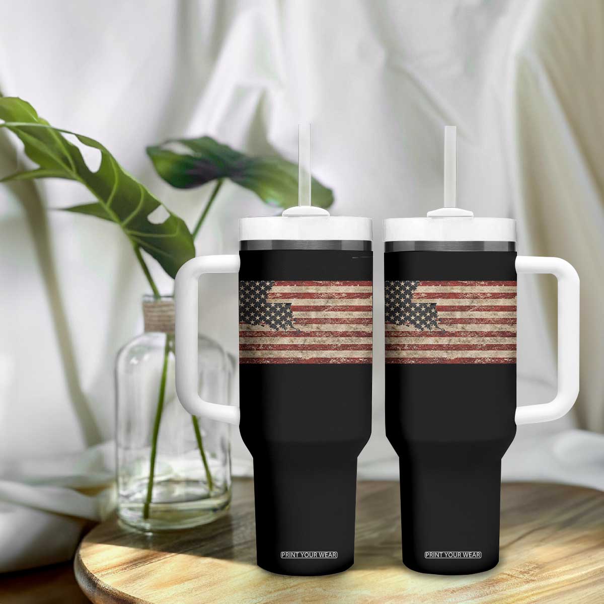 Louisiana Pride Vintage American Flag State Map Tumbler With Handle TS11 Print Your Wear