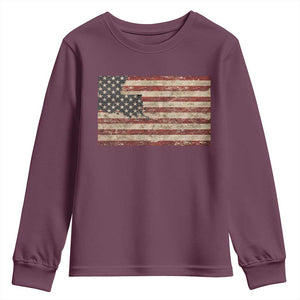 Louisiana Pride Vintage American Flag State Map Youth Sweatshirt TS11 Maroon Print Your Wear