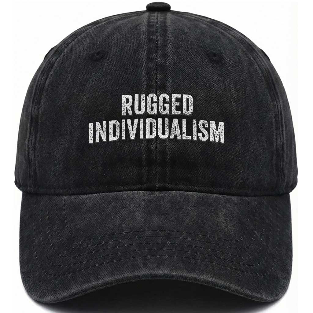 Rugged Individualism Washed Cotton Baseball Cap Funny Capitalism Saying TS11 Print Your Wear