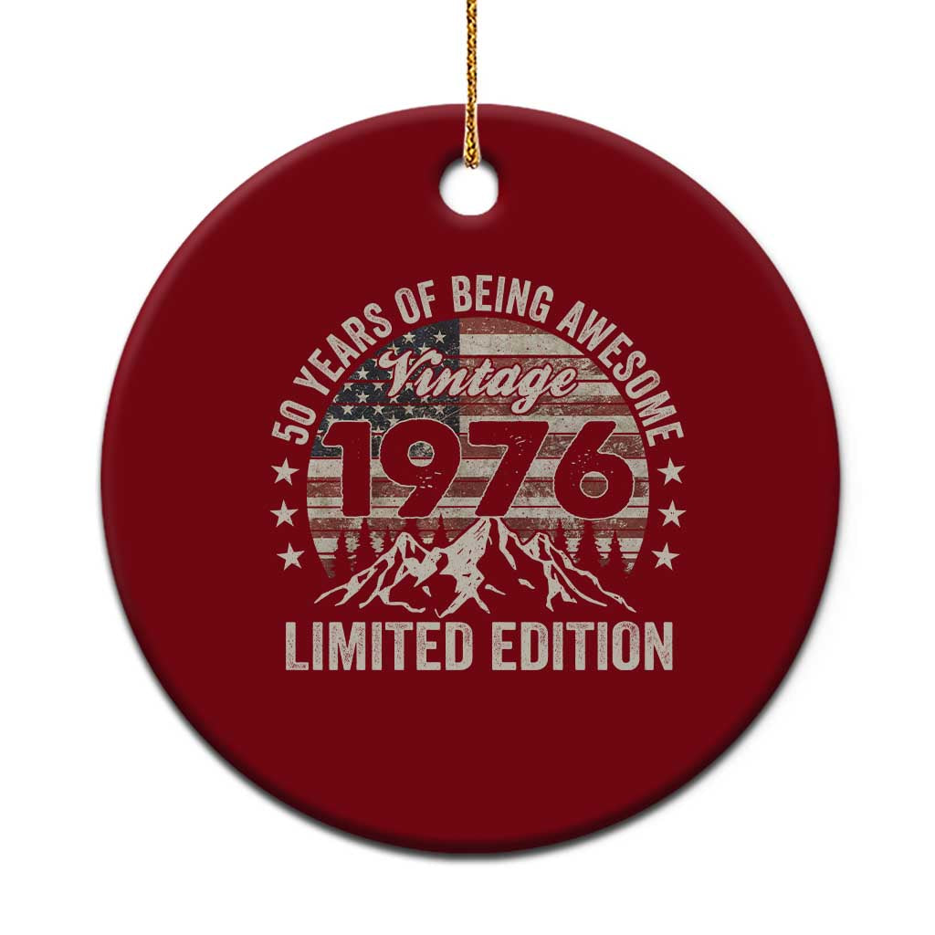 50th Birthday Vintage 1976 Limited Edition Ceramic Ornament 50 Years Of Being Awesome American Flag TS11 1pc Red Print Your Wear