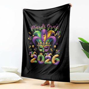 Mardi Gras 2026 Throw Blanket Funny Jester Hat Carnival Fleur De Lis TS11 Print Your Wear