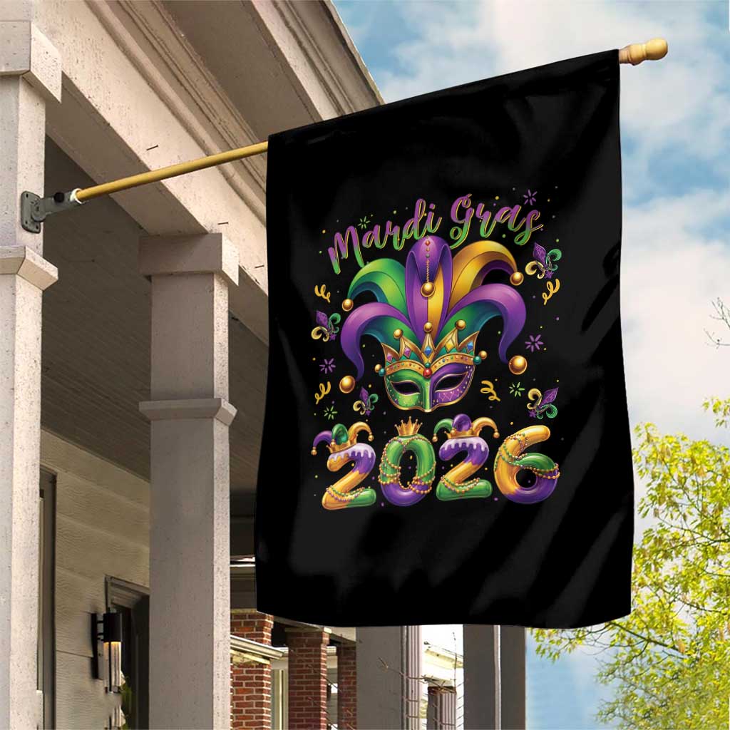 Mardi Gras 2026 Garden Flag Funny Jester Hat Carnival Fleur De Lis TS11 Print Your Wear