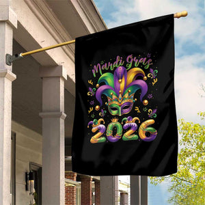 Mardi Gras 2026 Garden Flag Funny Jester Hat Carnival Fleur De Lis TS11 Print Your Wear