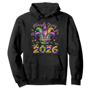 Mardi Gras 2026 Hoodie Funny Jester Hat Carnival Fleur De Lis TS11 Black Print Your Wear