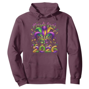 Mardi Gras 2026 Hoodie Funny Jester Hat Carnival Fleur De Lis TS11 Maroon Print Your Wear