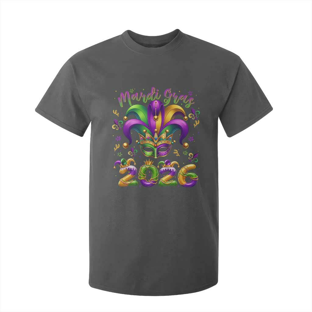 Mardi Gras 2026 T Shirt For Kid Funny Jester Hat Carnival Fleur De Lis TS11 Dark Heather Print Your Wear